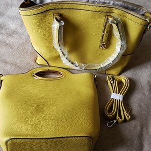 Brand new 2 in1 purse and tote mustard color